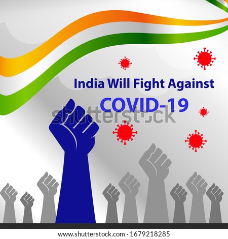 Corona Virus fight back poster. India will fight against Covid-19 social media post. Vector Illustration
