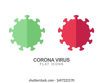 Corona Virus Flat Icons Illustration. Green and Red Color - EPS 10 Vector