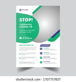 corona virus flyer template, COVID- 19, A4 flyer design template