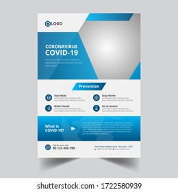 corona virus flyer template, COVID- 19, A4 flyer design template