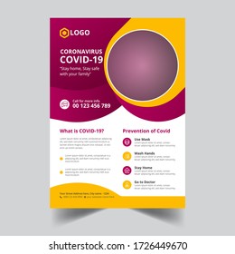 corona virus flyer template, COVID- 19, A4 flyer design template