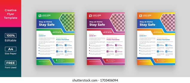 Corona virus flyer template design