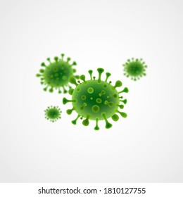 Corona virus germ. Green bacteria. Coronavirus microbe. Vector