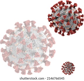 corona virus, with gray body and red beard, on white background