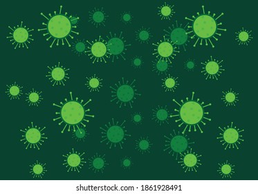 Corona Virus with Green background vector illustration.