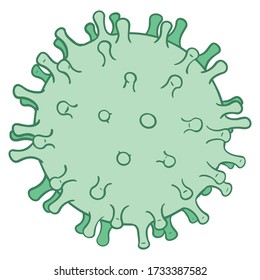 virus de la corona en verde. ilustración vectorial sobre fondo blanco.