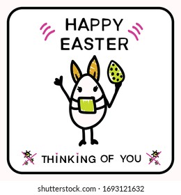 
Corona Virus Happy Easter Bunny Egg Social Media Message. Quarantine Thinking Of You Clipart Banner. Stay Positive Covid 19 Infographic. Pandemic Customer Support Message. Uplifting Connect Concept