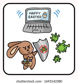 
Corona Virus Happy Easter Bunny Social Media Message. Quarantine Fight Clipart Banner. Stay Positive Covid 19 Infographic. Pandemic Customer Support Message. Uplifting Connect Concept