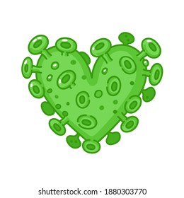 Corona virus heart. Vector flat line cartoon kawaii character illustration icon. Isolated on white background