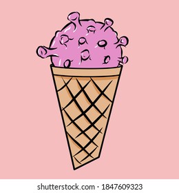 corona virus ice cream illustration