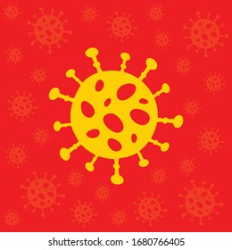 Fondo del icono del virus Corona . iconos amarillos de fondo rojo , Diseño de ilustración vectorial