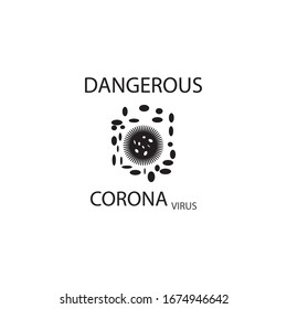 Corona virus icon. Black on white background isolated. China pathogen respiratory infection (asian flu outbreak). influenza pandemic. virion of Corona-virus. Vector
