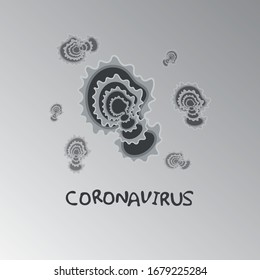 Corona virus icon. Black on white background isolated. China pathogen respiratory infection (asian flu outbreak). Vector