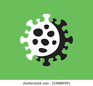 Corona Virus Icon. Black On Green Background Isolated. Illness Respiratory Infection (illness Outbreak). Influenza Pandemic.
