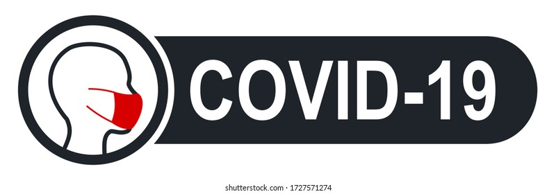 Botón de icono del virus Corona con el hombre con máscara médica. Icono de antivirus protector de concepto relacionado con coronavirus, 2019-nCoV, COVID-19 - vector de stock