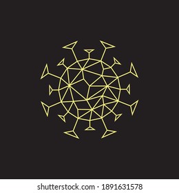 Corona virus icon from connected lines - wireframe vector illustration