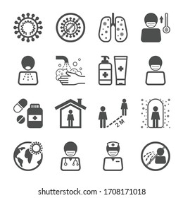 Corona virus icon Covid-19 Icons set. Deadly diseases, epidemics