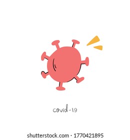 Icono del virus Corona en estilo plano. Símbolo de riesgo biológico. Coronavirus covid-19 microbe aislado sobre fondo blanco. Pandemia de gripe, Medicina, Salud o Concepto de Salud.