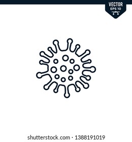 Corona Virus Icon In Glyph Style, Solid Color Vector. 2019-NCoV