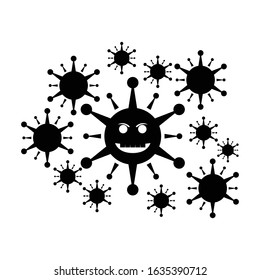 corona virus Icon, illustration of corona virus silhouette with white background