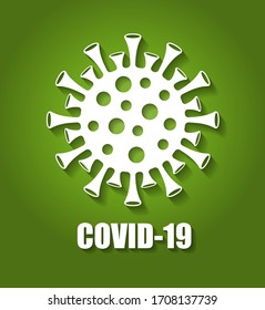 Corona virus icon isolated on green background. Vector design of Covid-19 microbe bacteria.