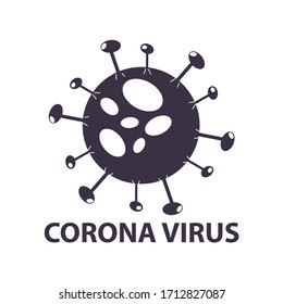 Corona virus icon and logo. Corona virus 2019-nCoV. Black on white background isolated. China pathogen respiratory infection (asian flu outbreak). influenza pandemic. virion of Corona-virus. Vector.