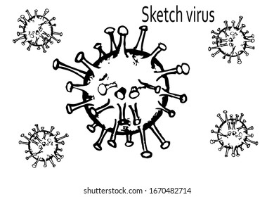 Corona virus icon on a white background. shetch.