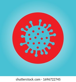 Corona-Virus-Symbol mit rotem Kreis hinter.eps10