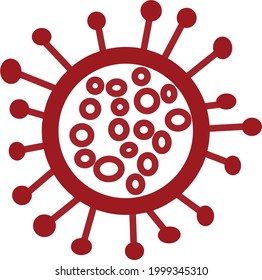 Corona virus icon. Red on white background isolated. illness respiratory infection (illness outbreak). influenza pandemic. virion of Corona-virus. COVID-19