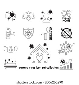corona virus icon set bundle - vector illustration - stroke editable
