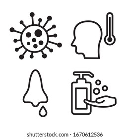 Juego de iconos de virus Corona. Ilustración gráfica vectorial. Adecuado para diseño de sitios web, logotipo, aplicación, plantilla y ui. EPS 10.
