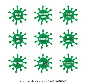 Corona Virus Icon Set With Words