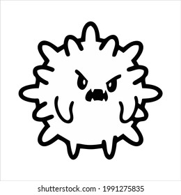 Corona virus icon vector ilustration black white
