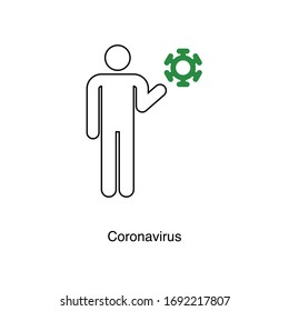 Corona-Virus-Vektorillustration auf weißem Hintergrund. Schwarzes Symbol