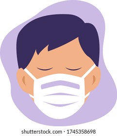 Corona virus icon, Wear mask and prevention corona virus icon. Vector flat illustration.