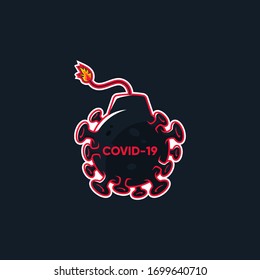 corona virus illustration boom black