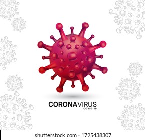 Corona Virus. Illustration With Red Virus On White Background Use For Campaign, Poster, Banner, Flyer And Background. Covid 19