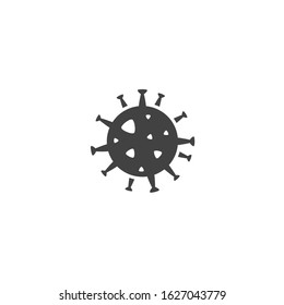 Corona virus illustration. Respiratory disease causing germ microorganism. Flat minimalist design. white background Gray black vector. product brand service label banner board display. App icon.