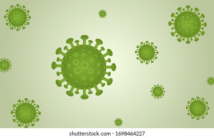 Corona virus infection covid-19. Coronavirus vector background. 2019-ncov virus on a green background. Virus corona cells. Vector Illustration.