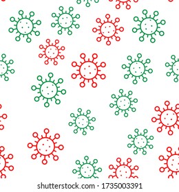 Corona virus, infection, microbe, virus, atom, bacillus, infection, Coronavirus, vector seamless pattern. Vector illustration for packaging, banner, background.