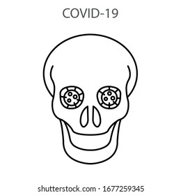 Corona virus infection, skull line Illustration graphic vector of corona virus 2019-nvoc.
