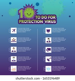 Corona Virus infographic: how to protect virus,elements of health.