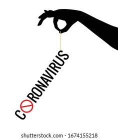El virus de Corona se mantiene en segundo plano en la cuerda 2020.Coronavirus 2019-nCoV.  Ilustración del vector EPS 10.