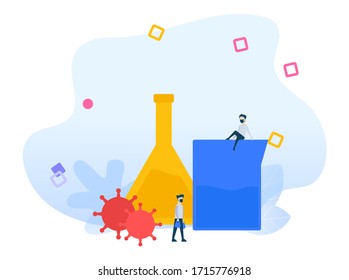 Corona Virus in Lab concept for web landing page template, banner, and presentation