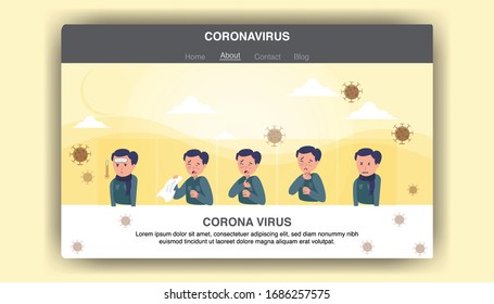 Corona virus virus landing page template. Modern flat design concepts from web page design to web sites and. Vector illustration