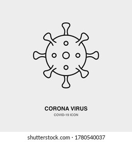 Corona Virus Line Icon on Isolated Background. COVID-19, Corona Virus, Healthcare, Infection Concept Icon.