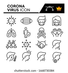 Corona virus line icons set. Editable Stroke