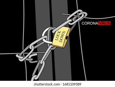 Corona virus Lock down symbol. design lock Coronavirus pandemic puts countries Lockdown concept for virus outbreak vector lock down Image of a padlock depicting not leaving the house to avoid the