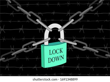 Símbolo de bloqueo del virus Corona. La pandemia del virus de la corona pone a los países en un punto muerto. Concepto de bloqueo para virus de brote de corona virus Bloquear el vector de diseño del logotipo.