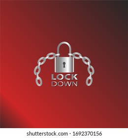 Corona virus Lock down symbol. Corona virus pandemic puts countries on lock down. Lock down concept for virus outbreak